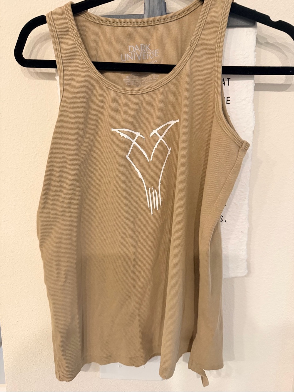 Dark Universe Tan Ribbed Graphic Tank Top